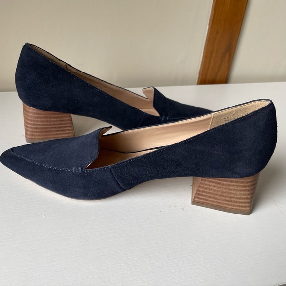 Sole Society Navy Blue Block Heel Pumps Sz 8.5 - Picture 5 of 9